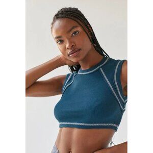 Urban Outfitters UO Shrunken Tank Solid Knitted Cropped Top Waffle XS NWT 258613